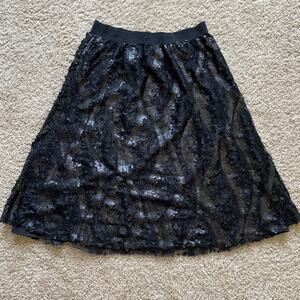 Tildon Black Lace & Paillette Skirt Medium
